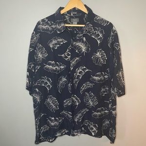 Crazy Horse 100% Silk Button Up T-shirt Blue XXL